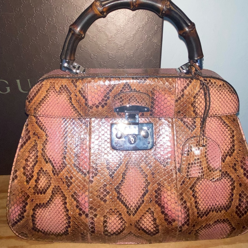 Gucci Lady Lock Large Python Top Handle Bag